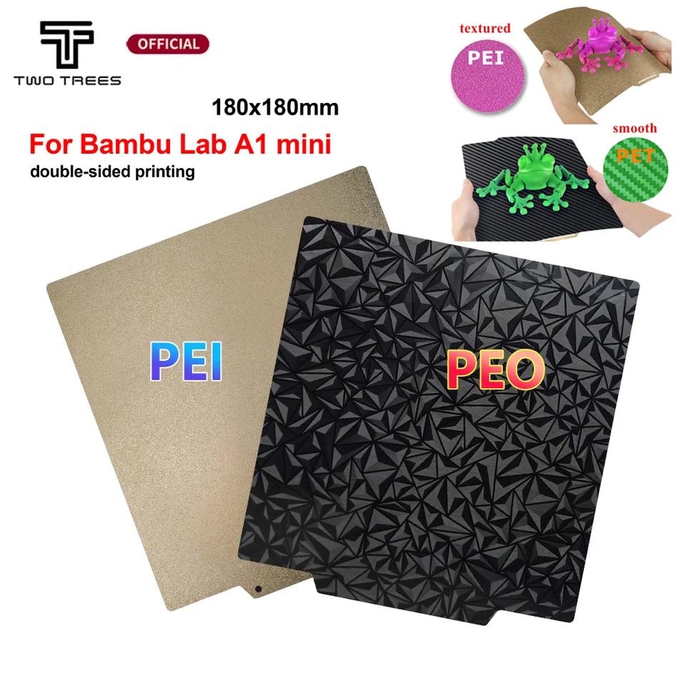 Twotrees Double Side Build Plate Textúra PEI+ Sladké Peo Pet 180x180 mm pružinový oceľový list pre laboratórium Bambu Lab A1 Mini 3D tlačiareň