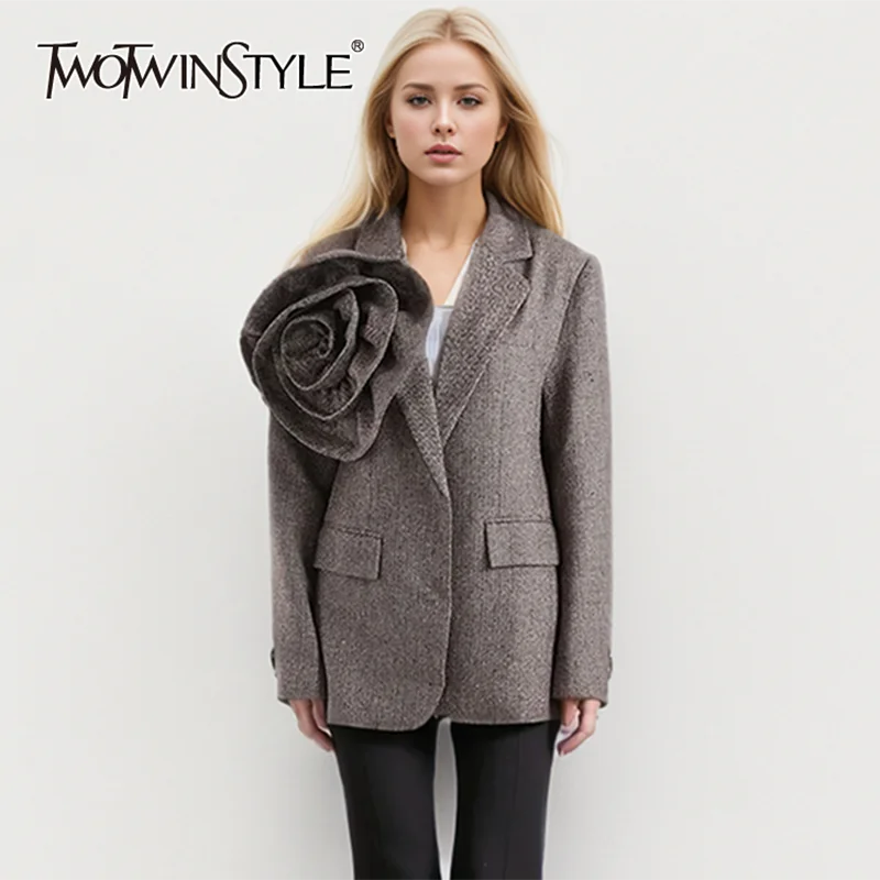 Twotwinstyle Elegantné zostrihové aplikácie Dvojdielne súprava pre ženy klopa s dlhým rukávom Blazer High pás mini šaty elegantné súpravy Žena