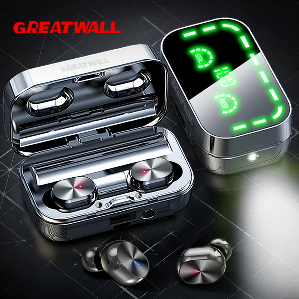 TWS bezdrôtové slúchadlá Dazzle Cool Digital Display Headsets Sports Gaming Slúchadlá HIFI HD stereofónne slúchadlá s LED baterkou