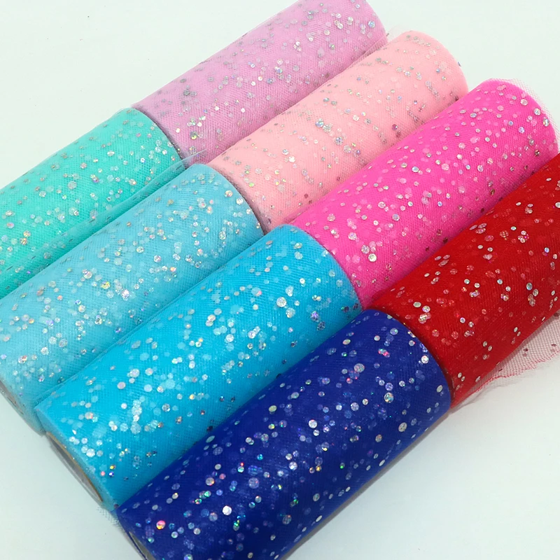 Tylle roll trblietky flother 10 yardov 15 cm laser laser laser remeslá tutu svadobná dekorácia flocin Tulle Birthday Party Dodávky