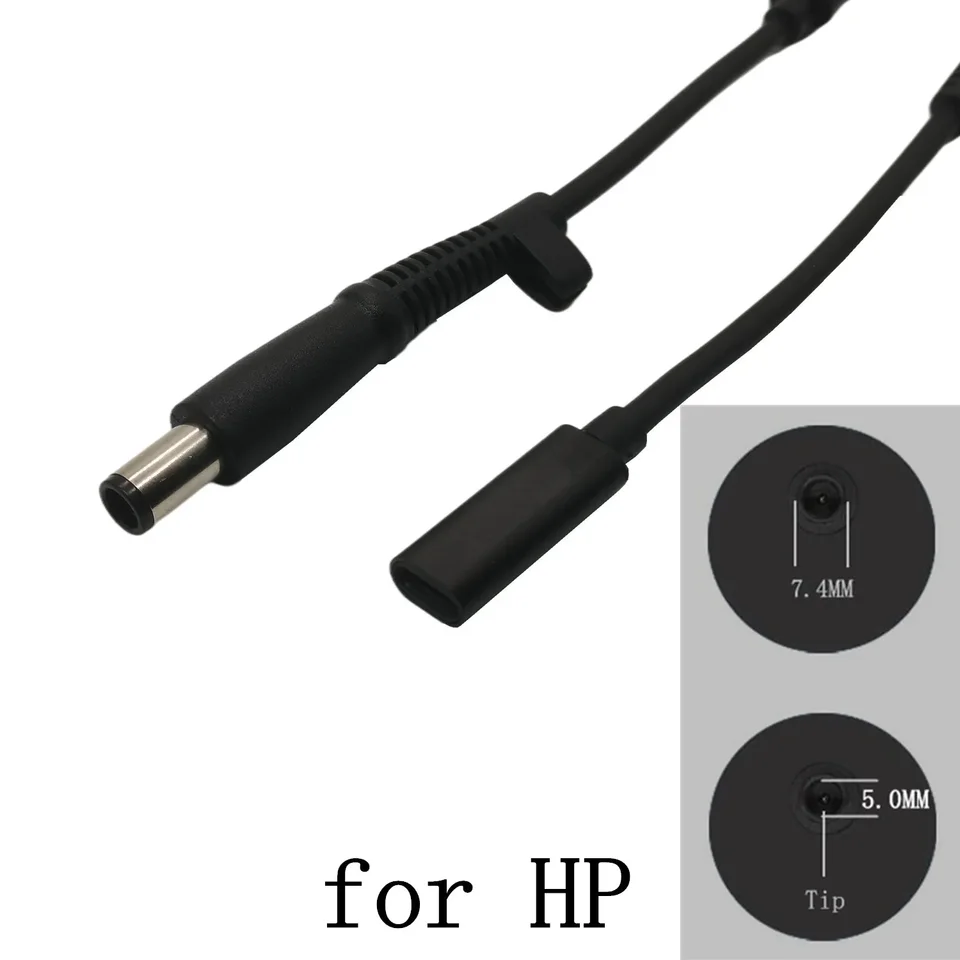 Typ C až DC7.4*5,0 mm PD 65W Prevodník napájacieho adaptéra 7.4*0,6 mm DC káblového kábla konektora zástrčky pre nabíjačku hp notebooku