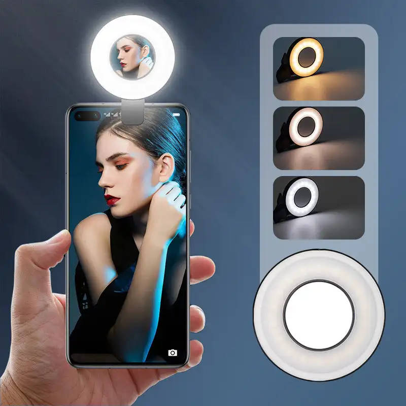 Typ-C nabíjanie LED selfie ring Light Mobile Phone LED LED selfie lampa prsteň pre iPhone Samsung Xiaomi Huawei Telefón selfie svetlo