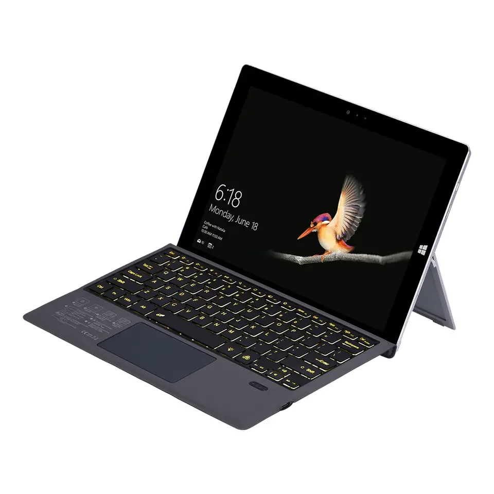 Typ krytu pre Microsoft Surface Go 2/3 bezdrôtovú puzdro na klávesnicu s 7-farbou dotykovej farby s podsvietenými prenosnými Slimlight Smart Cover