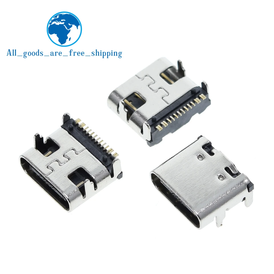 TZT 10ks SMT USB 3.1 Typ-C 16pin ženský konektor pre nabíjanie portu nabíjania mobilného telefónu zástrčka