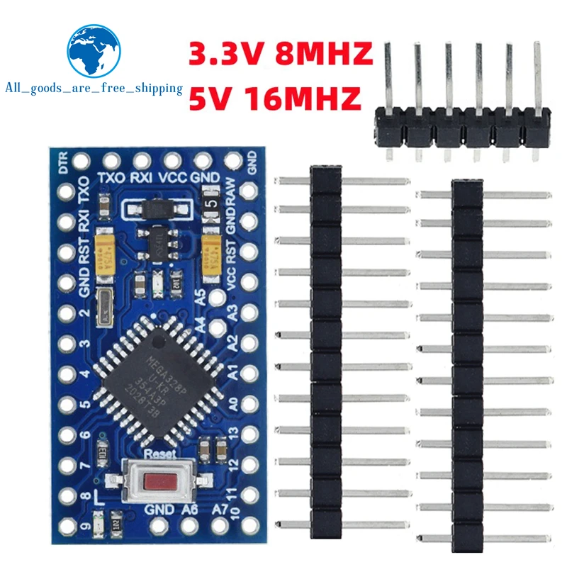 TZT 1pcs Pro Mini ATMEGA328P PRO MINI 328 MINI ATMEGA328 3,3V 8MHZ 5V 16MHZ pre Arduino