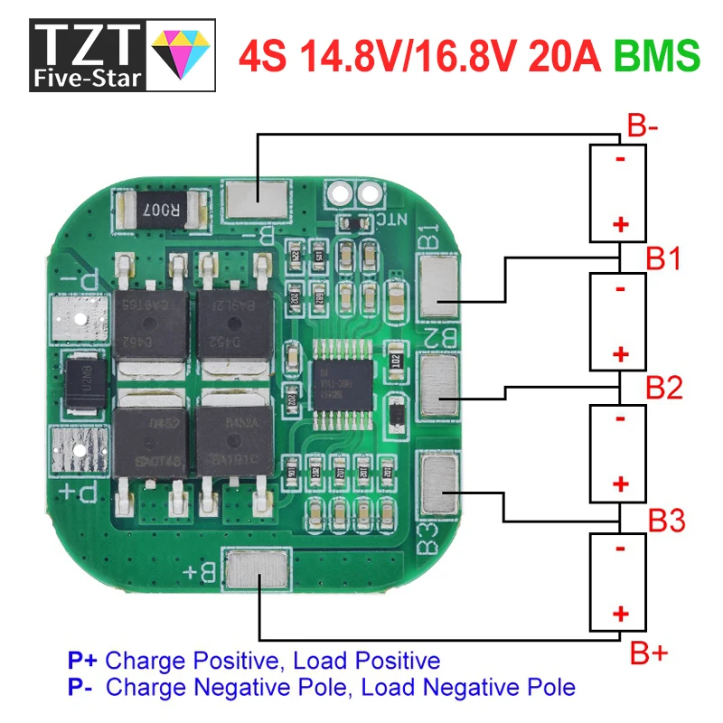 TZT 4S 14.8V / 16,8V 20A PEAK LI-ION BMS PCM BATILE ORGANICA BATY BMS PCM pre lítium LICOO2 LIMN2O4 18650 LI batéria