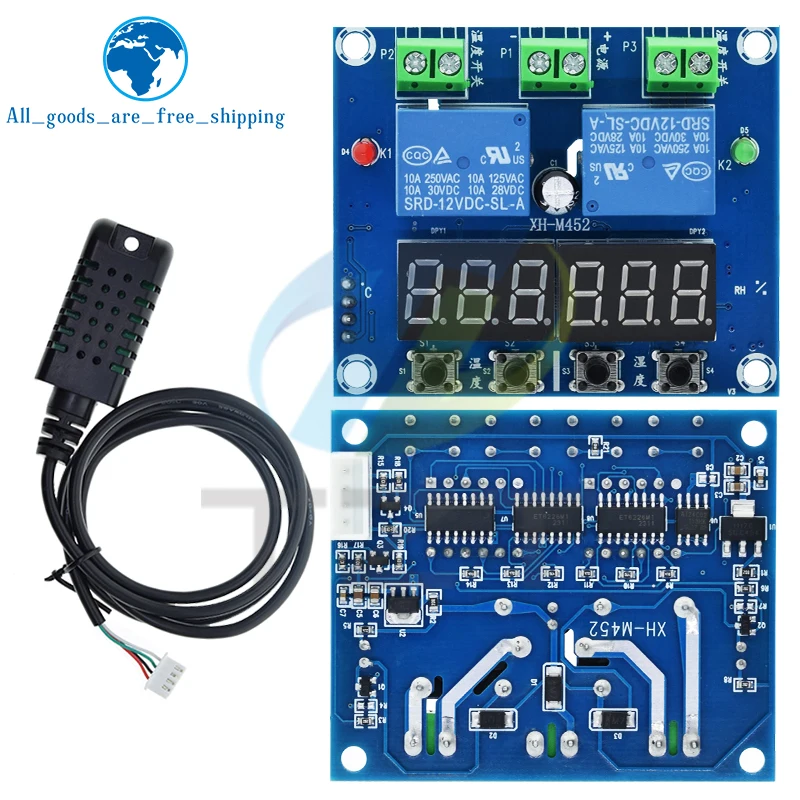 TZT XH-M452 LED LED Digitálneho snímača vlhkosti termostatu Vysoký presný výkon DC 12V 10A Automatická konštantná teplota
