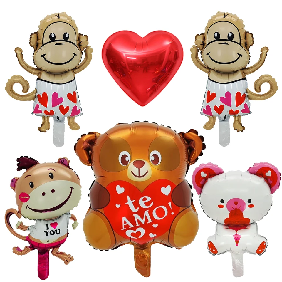 Téma 5ks Valentína Mini džungľa zvierací balón Bear Monkey Monkey Pattern Girla narodeninové oslavy svadobné dekorácie Dievčatá Darčeky
