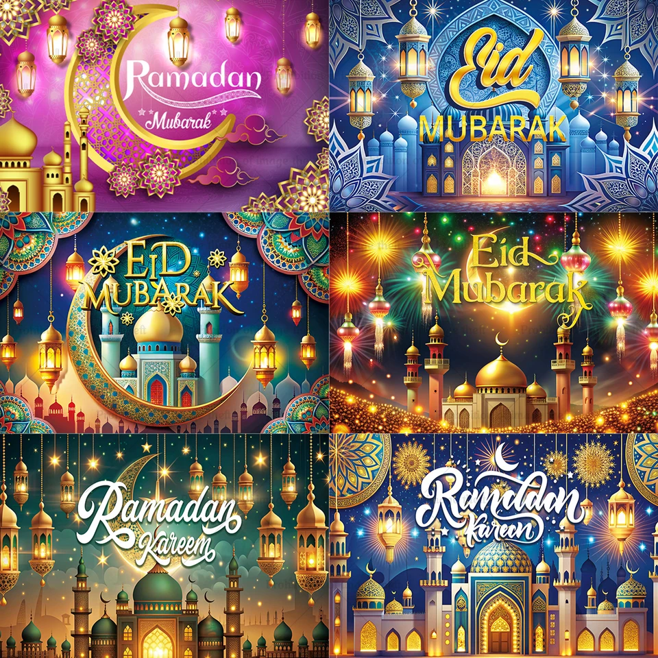 Téma Eid Party Pozadie Ramadan Mubarak Zlatá párty dekorácie pre domáci islamský moslim Kareem Eid Al Adha prop