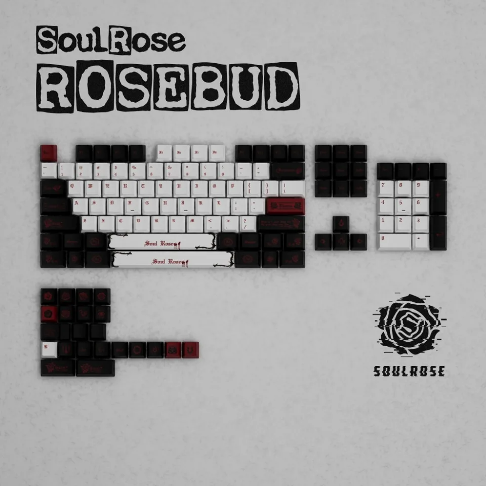 Téma Soulrose Téma Keycap Set 134Key PBT Vlastná čierna biela gotická klávesnica čiapka čerešňový profil hazardný kľúče pre mechanickú klávesnicu