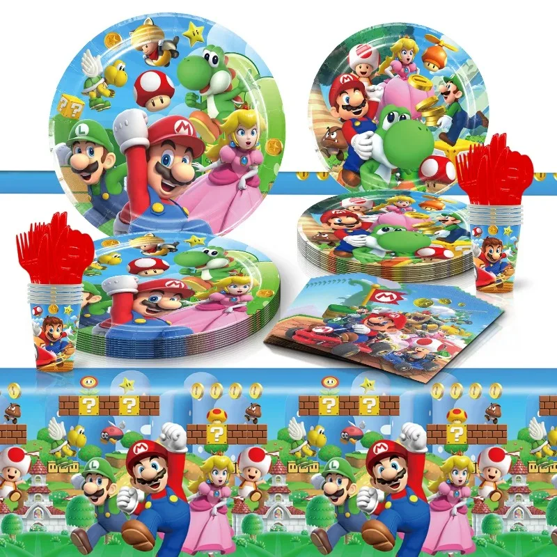 Téma Super Mario Luigi Narodeninové oslavy Dodávky Sladka Doplnkové oslavy Kardivé oslavy príbory dekorácie v obrúsku