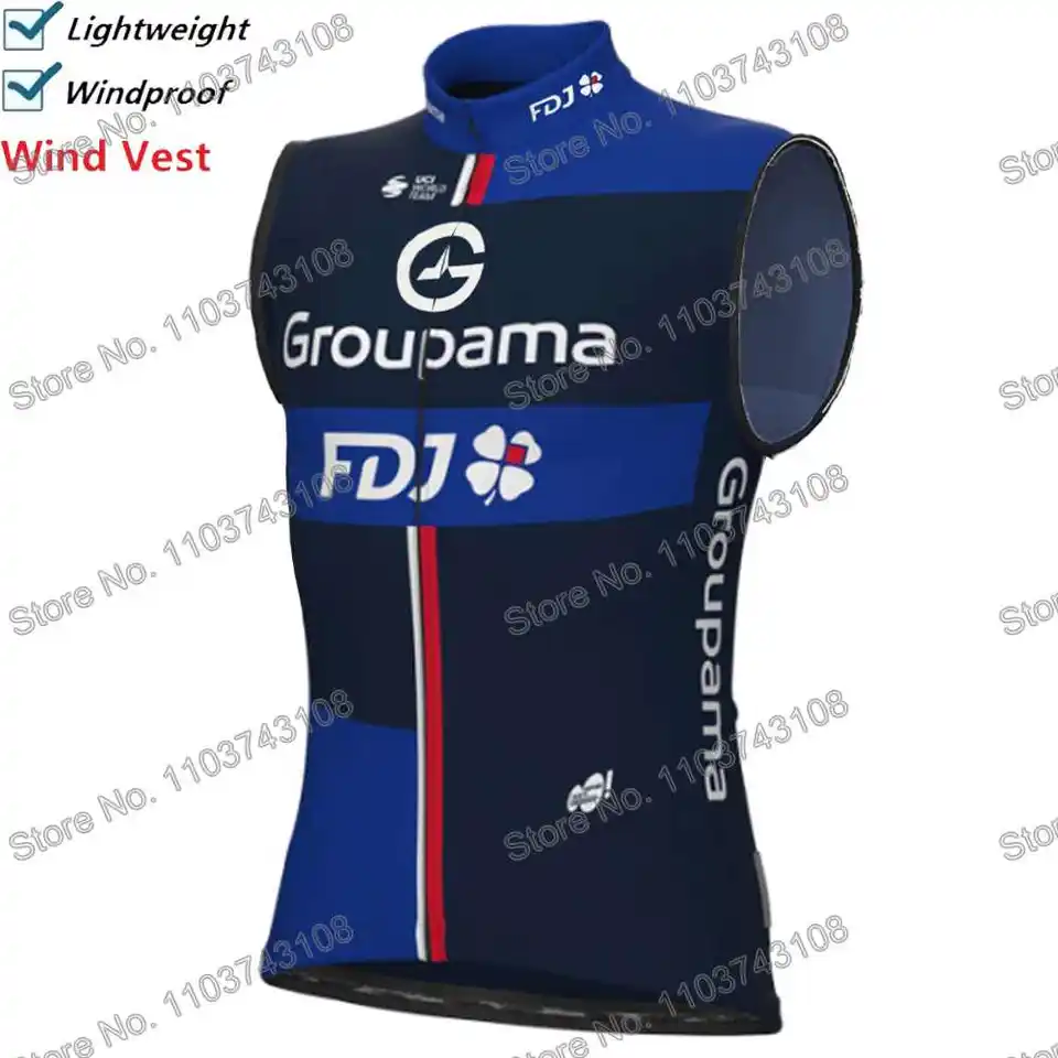 Tím FDJ 2025 Cyklovacia vesta Windbreaker Pro Race Men veterná vesta Summer Road Road Jersey Jerse bez rukávov MTB Dámske bicykle Športy