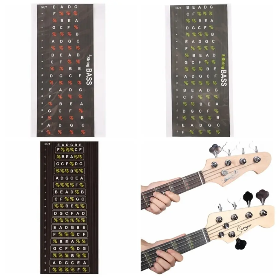 Tón gitara Fretboard Poznámka Nálepka Sense Učenie ľahkého gitarového akordu prenosné nálepky na hudobné gitary