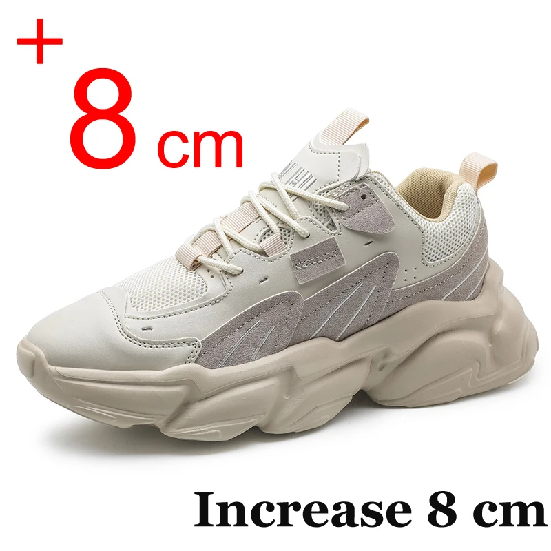 Túžky na výťahy Men tenisky Skryté podpätky plus veľkosť 45 46 Zvýšenie topánok pre mužov módne priedušné 8 cm 6 cm Športovej vysokej topánky