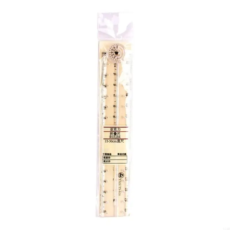 U2je Clear Acrylia Skladací vládca Rovný vládca pre učiteľa študentov, Math Ruler Measuing Tool Dĺžka 0-30 cm