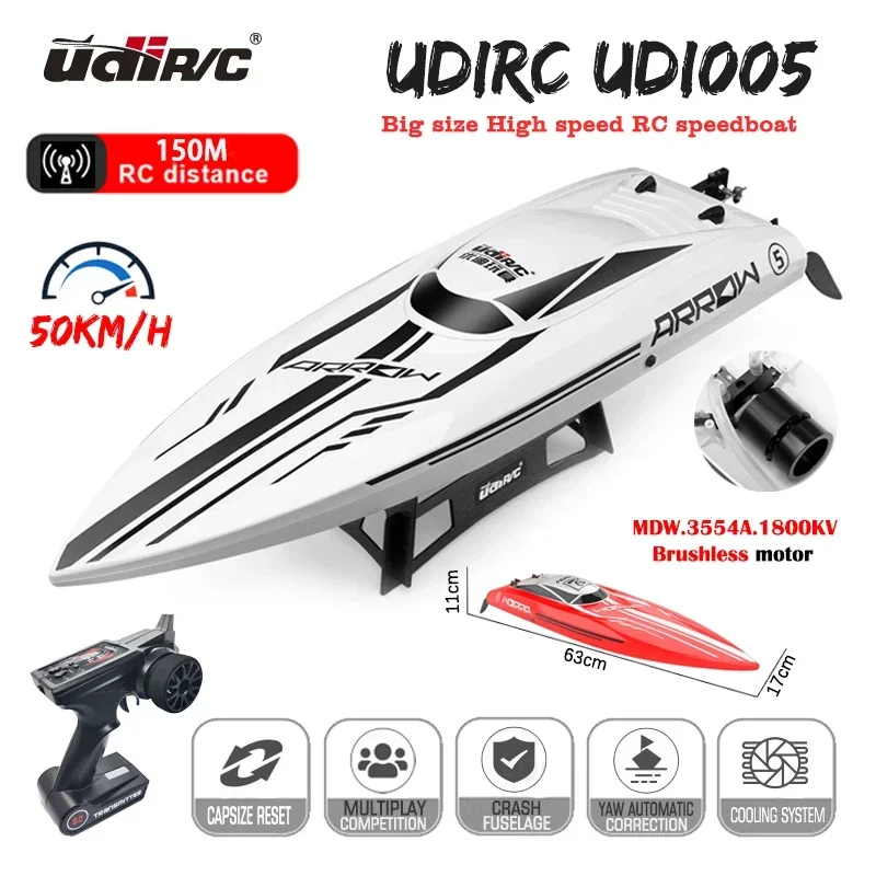 UDIRC UDI005 RC loď 2,4 GHz 50 km/h Vysokorýchlostný nepremokavý rádiový riadiaci čln bez kefy RC Speedboat PVC Boat Hračky pre deti