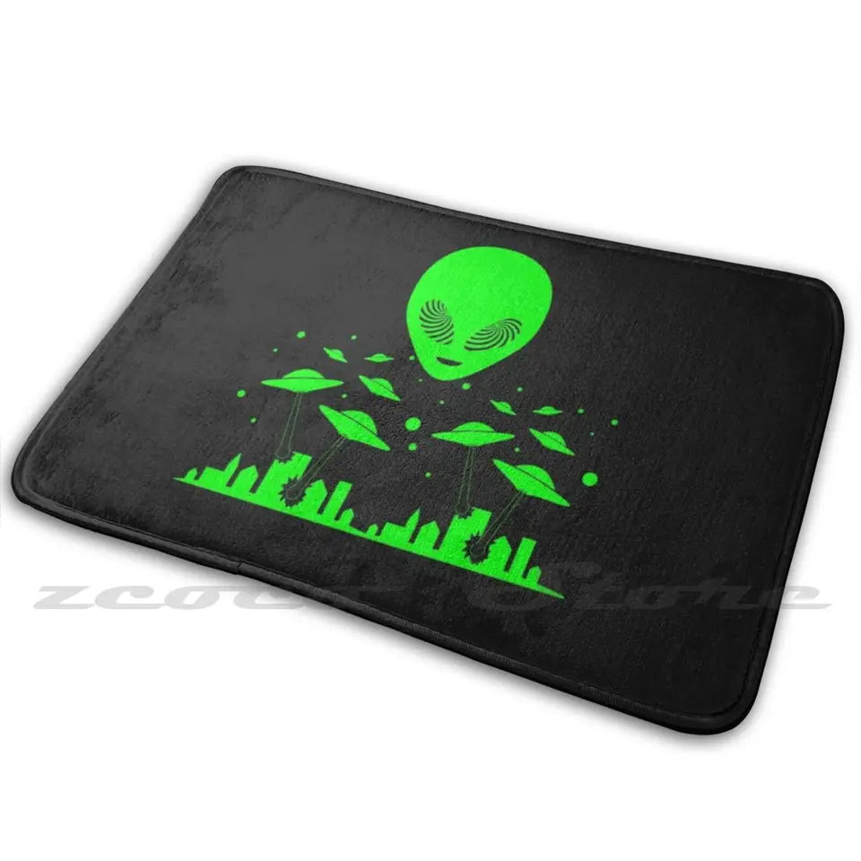 UFO Soft Non-Slip Mat Rug Carpet Cushion UFO NLO UFO Space Galaxy Universe Sci Fi Ufos Gray Cosmos Stars Grey Grey