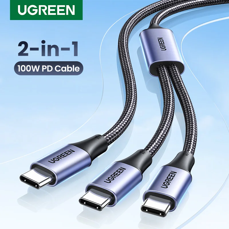 Ugreen 100W 2 in 1 USB C až USB C PD Rýchle nabíjanie pre iPhone 15 Pro Galaxy S24 NAPOHLOD 5A USB TYP C Kábel 2 in 1 USB