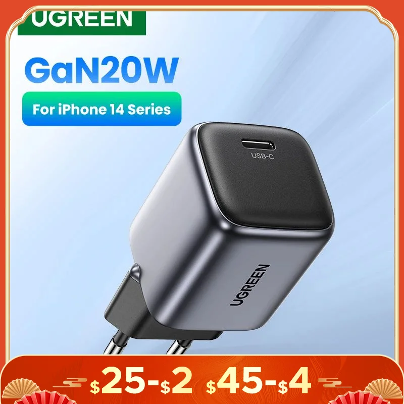 Ugreen 20W 30W Gan Charger Pd Fast USB Type C Charger USB C PD3.0 QC3.0 Rýchle nabíjanie pre iPhone 16 15 14 nabíjačka mobilného telefónu