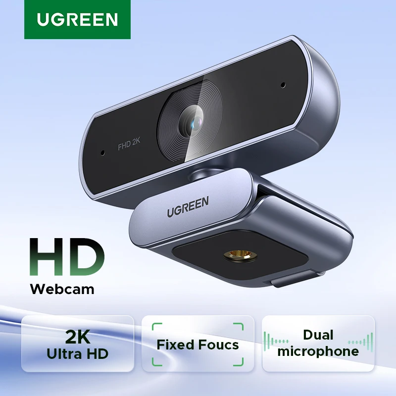 Ugreen 2K webová kamera s mikrofónom, webový fotoaparát s plným HD USB, nastaviteľný FOV, korekcia automatického svetla, webkamera videa na streamovanie
