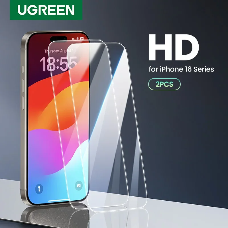 Ugreen 2ks pre iPhone 16 Pro MAX chrániče obrazovky skla pre iPhone 16 plus temperované sklo pre iPhone 15 14 13 12 12 HD Film 16Pro
