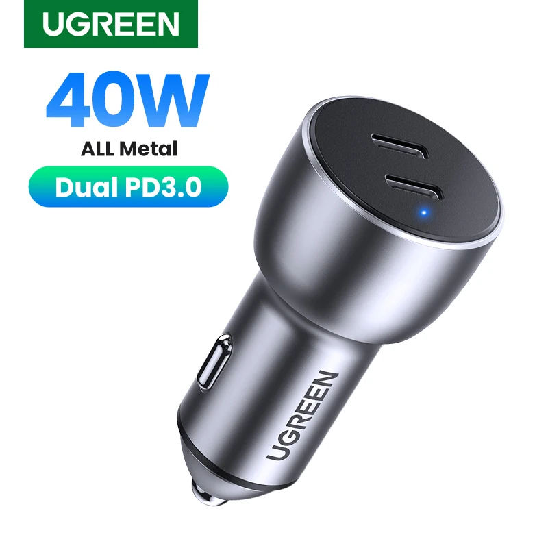 Ugreen 36W Quick Charge 4.0 3.0 QC USB Car nabíjačka pre Xiaomi QC4.0 QC3.0 Typ C PD nabíjanie automobilu pre iPhone 14 13 12 12 PD nabíjačka