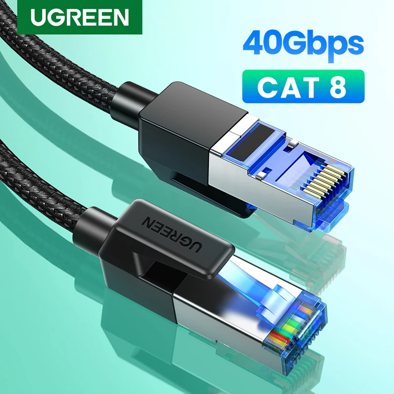 Ugreen ethernetový kábel CAT8 40 GBPS 2000 MHz CAT 8 Sieť Nylonovo prepletená internetová lanka pre notebooky PS 4 Router RJ45 kábel