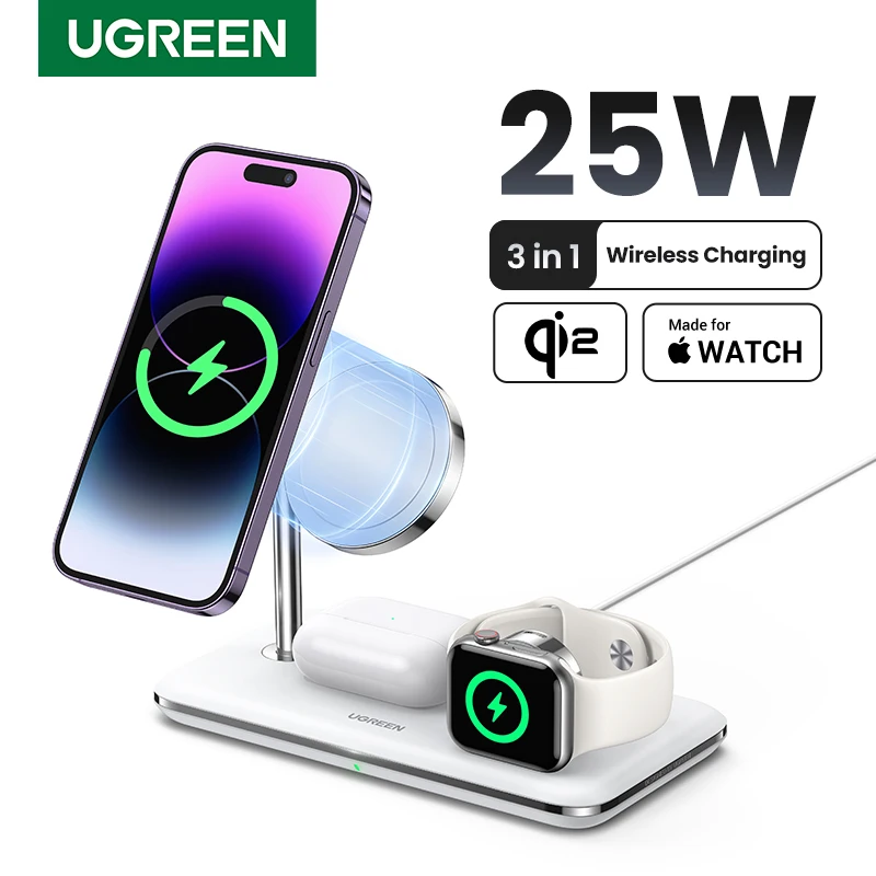 Ugreen MFI pre Magsafe 25W Wireless nabíjačka 15 W 3-v-1 nabíjacia stanica pre iPhone 15 16 Pro Max pre Apple Watch AirPods