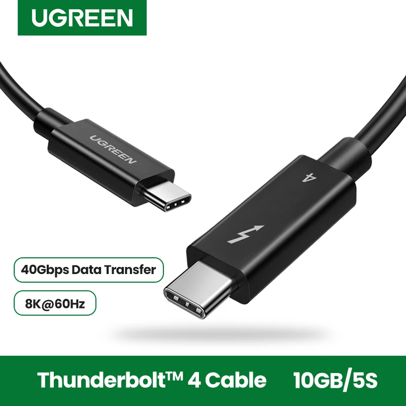 Ugreen Thunderbolt 4 Typ C kábel USB C na USB C kábel 0,8 m 2M 40 GBPS 8K PD100W rýchle nabíjanie údajov 5a pre Apple MacBook iPad Pro