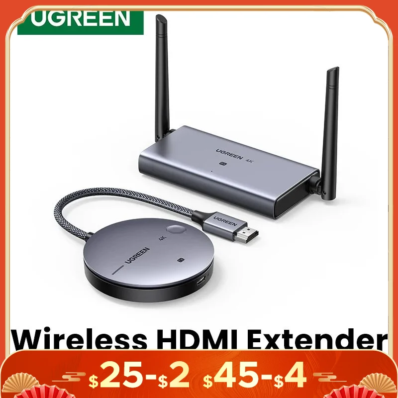 Ugreen Wireless HDMI Extender 4K VIDEO VIDEATRATER A PRÁCA KIT 5G 50M Prenosy Zobrazovací adaptér Dongle pre TV PC PS5 Monitor