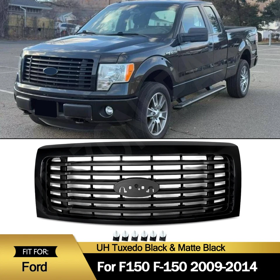 UH Tuxedo Black Front Bumper Upper Racing Grille pre roky 2009-2014 Ford F150 Harley-Davidson Front Grille Monly Air Inlet Grill Grill