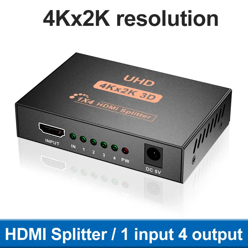 UHD 4KX2K 3D 1X4 HDMI Splitter Converter 1 Vstup 4 Vstup 4 HDMI 1.4 Splitter Switcher HDCP Dual Display pre PS3 HDTV DVD Xbox