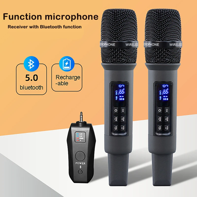 UHF bezdrôtové ručné vreckové vreckové dynamické karaoke mikrofón Bluetooth prijímač
