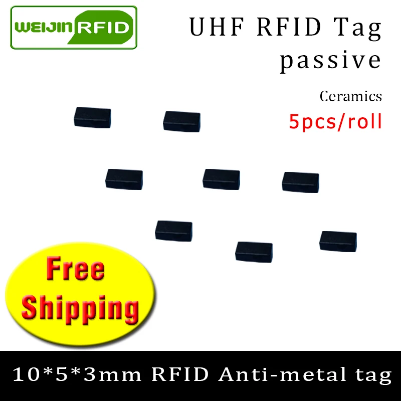 UHF RFID Anti -Metal Tag 915M 868MHz Alien EPCC1G2 6C 10*5*3 mm 5ks veľmi malý obdĺžnik Ceramics Smart Card Pasívne RFID značky RFID