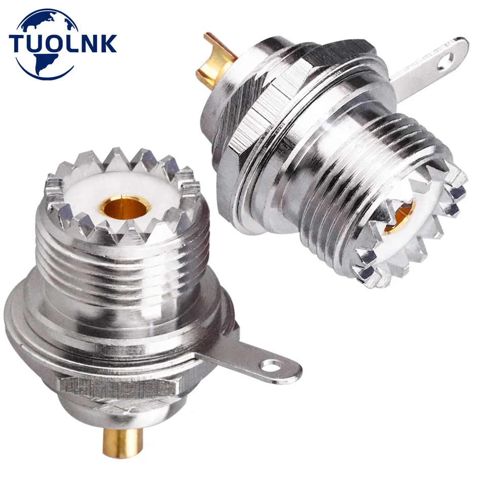UHF SO239 Priepadový panel podvozok podvozok Mount príruba Solder Cup Pl259 RF koaxiálny konektor Coax Anténny adaptér Balíka 2ks