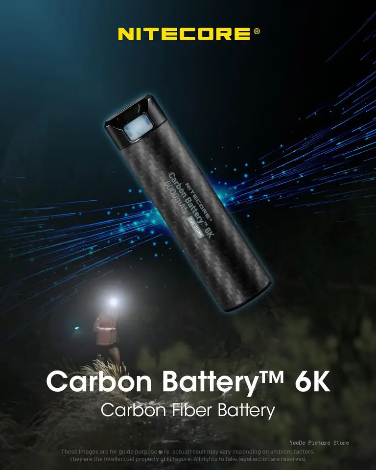 Uhlíková batéria NITECore 6K USB-C Nabíjateľná 6000 mAh lítiová batéria pre extenede svetlometový runtime fotografia