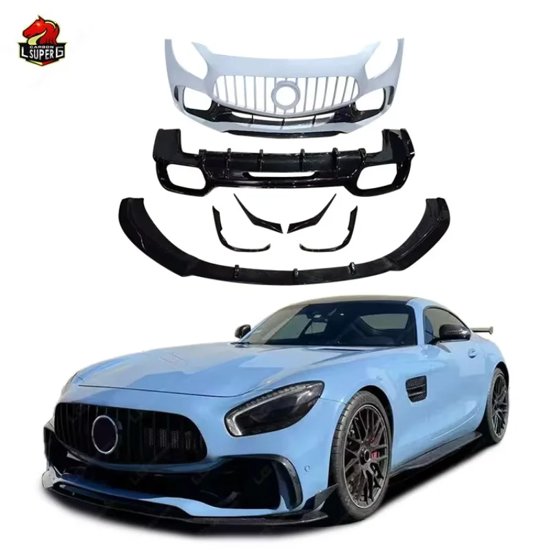 Uhlíkové vlákno P v štýle predného nárazníka na pery zadný difúzor súprava tela pre Mercedes Benz AMG GT GTS