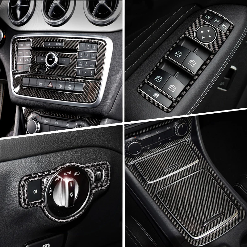 Uhlíkové vlákno pre Mercedes A CLA CLA CLA W176 X156 C117 Interiérový prevodový stupeň AC CD PANEL DVERE ORIP ORIKOVÉ ORIKOVANIE