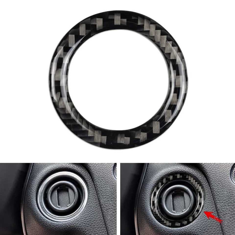 Uhlíkové vlákno pre Mercedes Benz W203 W204 W212 ABCE CLAD GLA CLA GLC SLK SLK Ignition Switch Key Dier Ring Tress Trimkers