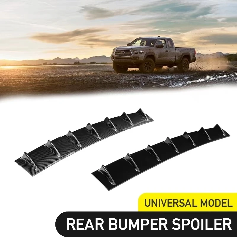 Uhlíkové vlákno vzhľad auta Styling ABS Gloss Gloss Black Zadný nárazník difuzér Lip Spoiler Shark Fin Kit pre univerzálne autá