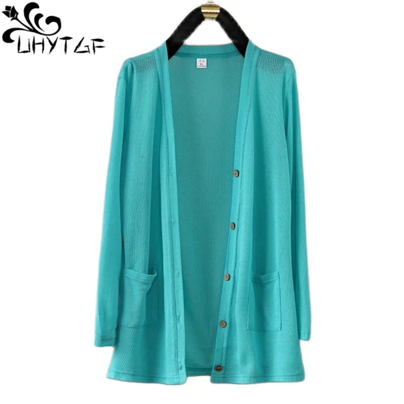 Uhytgf Fashion Women Coat 2022 Nový pletený šál sveta jarná letná letná bunda s dlhým rukávom Loose Sity Tops 5xl 1755