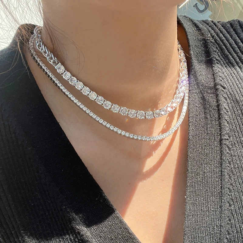 Uilz Wholesale AAA Round Shape CZ Iced Out Bling CZ Tennis náhrdelník pre ženy priateľka Valentín