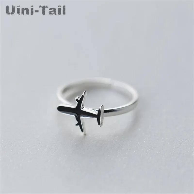 Uini-Tail 2023 New Hot 925 Tibetan Silver Aircraft Ring Žena jednoduchý módny trend šperky Kórea Open Ring Wholesale GN354