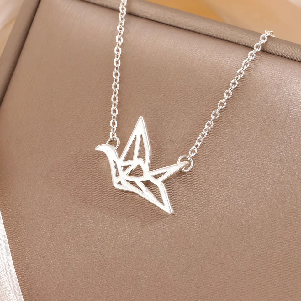 Uini-Tail Classic Hot 925 Tibetan Silver roztomilý origami tisíc papierových náhrdelníkov módny trend sladký dutý dizajn XL096