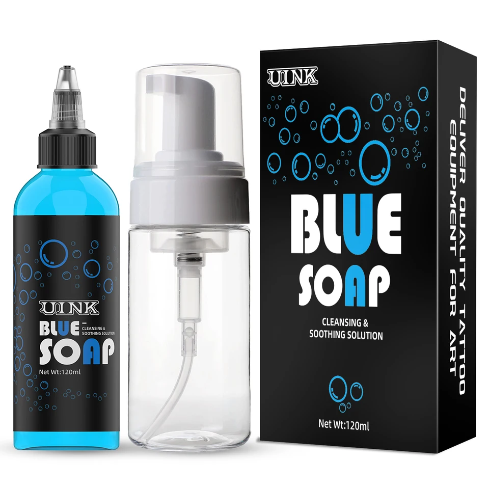 Uink Tattoo Blue Soap 120 ml nástroja na čistenie tetovania s napeneným tetovacími tetovacími súprava vhodná pre začiatočníkov tetovania a tetovacích umelcov