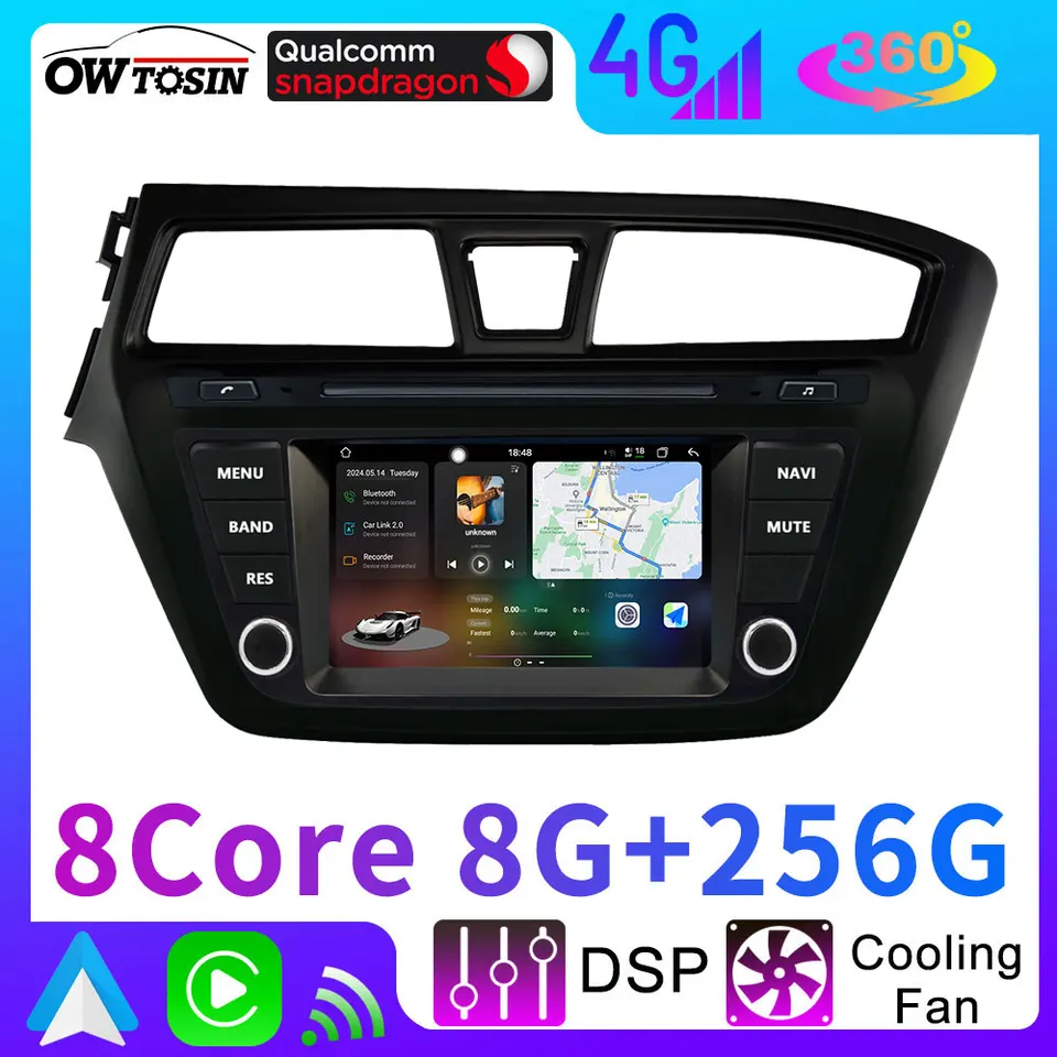 UIS7870 12G+256G Android 13 navigačný rádiový prehrávač ACO GPS pre Hyundai I20 2014-2018 360 ° Automatické auto carplay hlava Stereo
