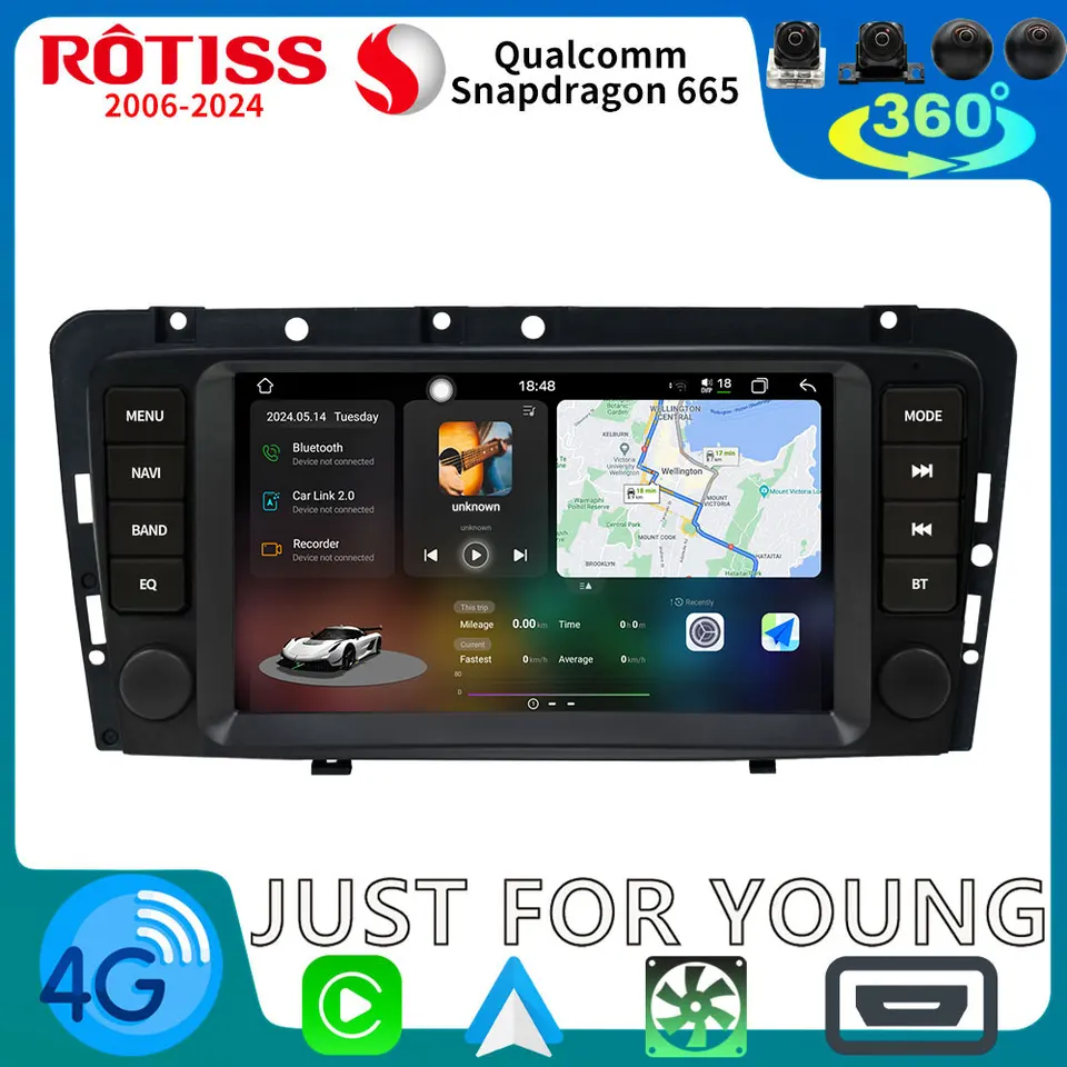 UIS7870 2,6 GHz Android 13 12G+256G Multimédiá pre Rádio GPS pre Volvo S60 V70 XC70 2004-2009 Autoradio CarPlay Head Unit