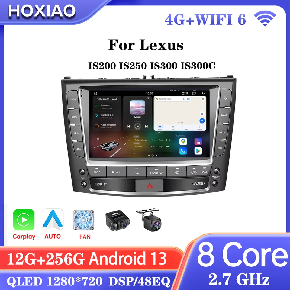 UIS7870 Android 13 pre Lexus IS200 IS250 IS300 IS300C CARPLAY AUTO AI WIFI 4G VIDEO Player
