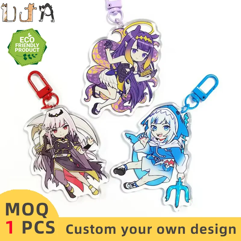 Uja CNC Diamond Cut Photo Keychain Punbler Offwhite Rainbow Dog Balón Custom Acryl Transparent Keychains Epoxidové kúzla