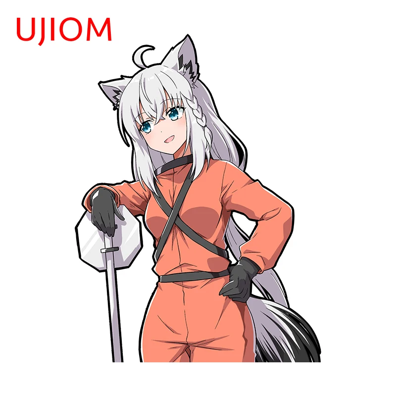 Ujiom 13cm x 11,7 cm Peeking Shirakami Fubuki Cartoon Girls Atraktívne nástenné nálepky Svetlo prepínač obtisky chibi kreatívne nástenné maľby